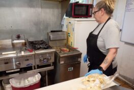 Preparing lunch at High Street Market in Lincoln, Maine
