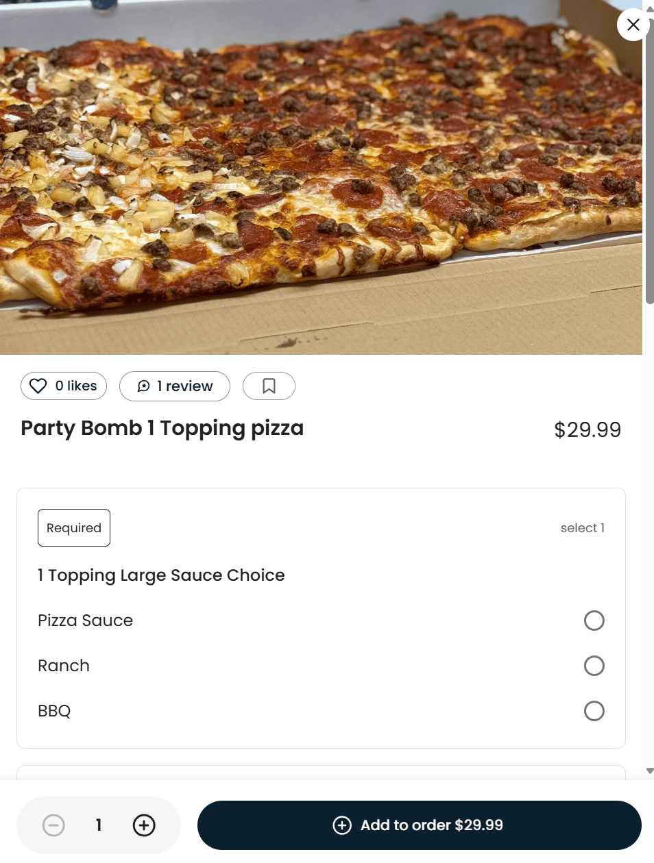 Party Bomb pizza